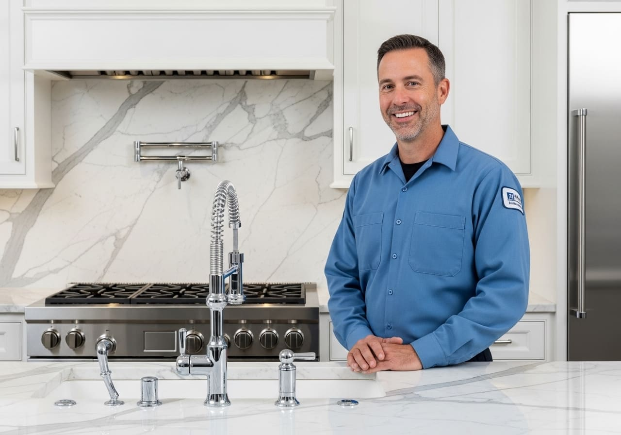 Professional plumber working
